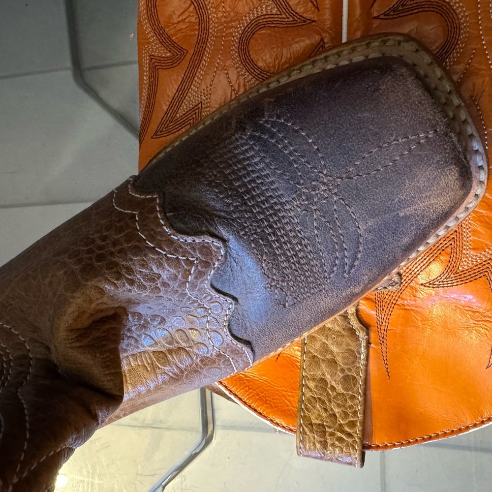 NEW REVOLUCION COWBOY BOOTS Brown and Orange Heeled Boots, NO BOX, never worn - Picture 10 of 15
